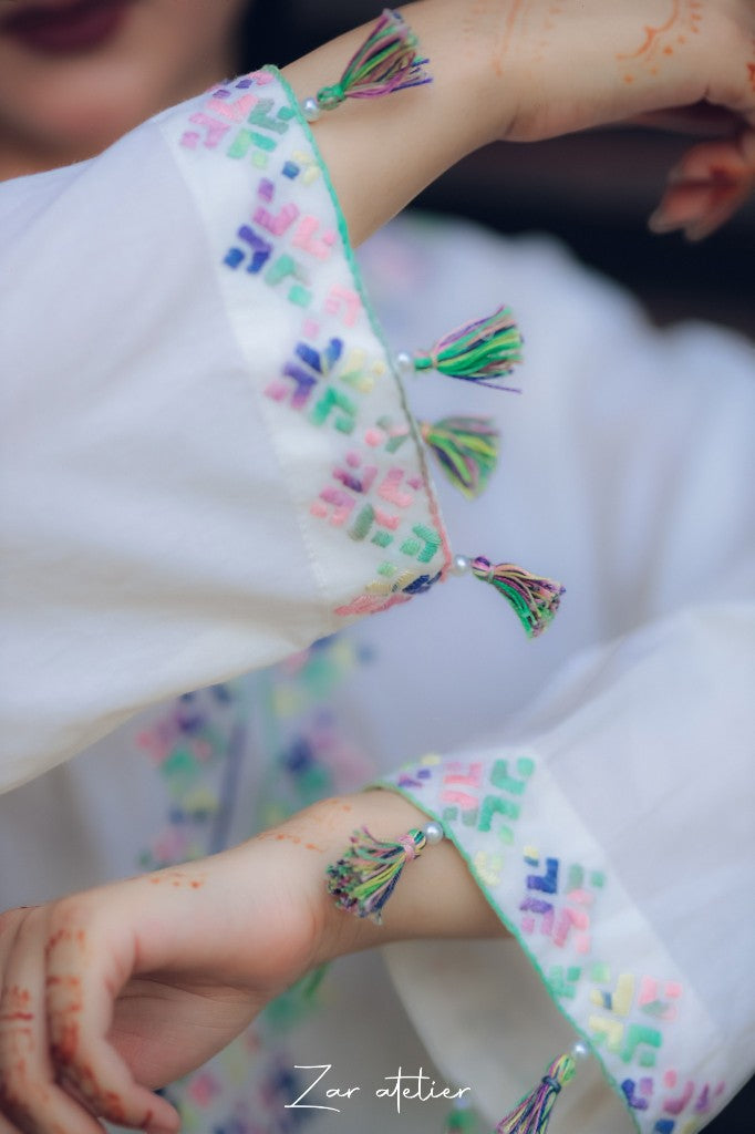 Azure Prism – 2-Piece Embroidered Kurta & Tie-Dye Trouser Set
