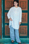 Autumn Confetti – Ruffled Leaf Printed Tunic Top