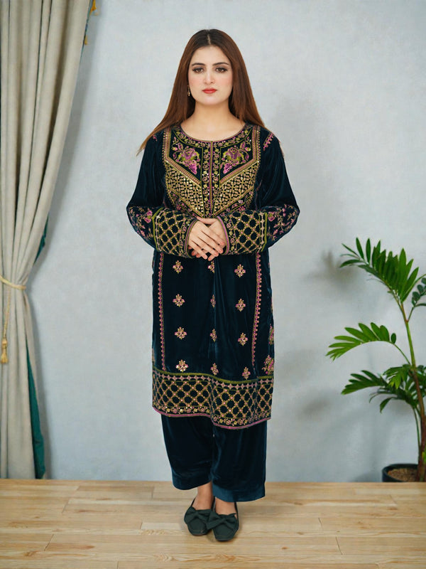 Velvet Royale – Embroidered Micro Velvet 2-Piece Suit