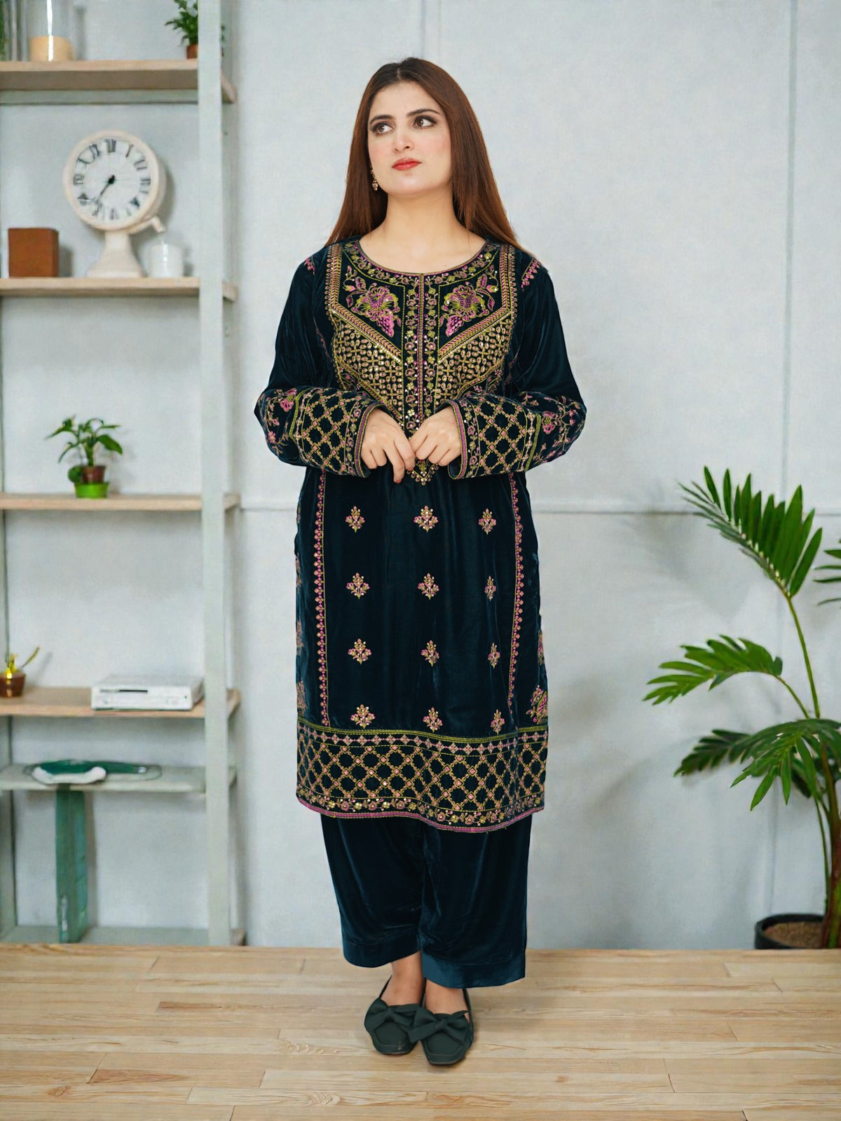 Velvet Royale – Embroidered Micro Velvet 2-Piece Suit