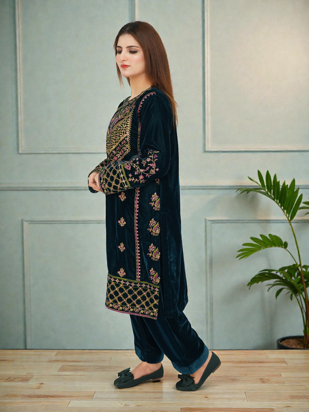 Velvet Royale – Embroidered Micro Velvet 2-Piece Suit