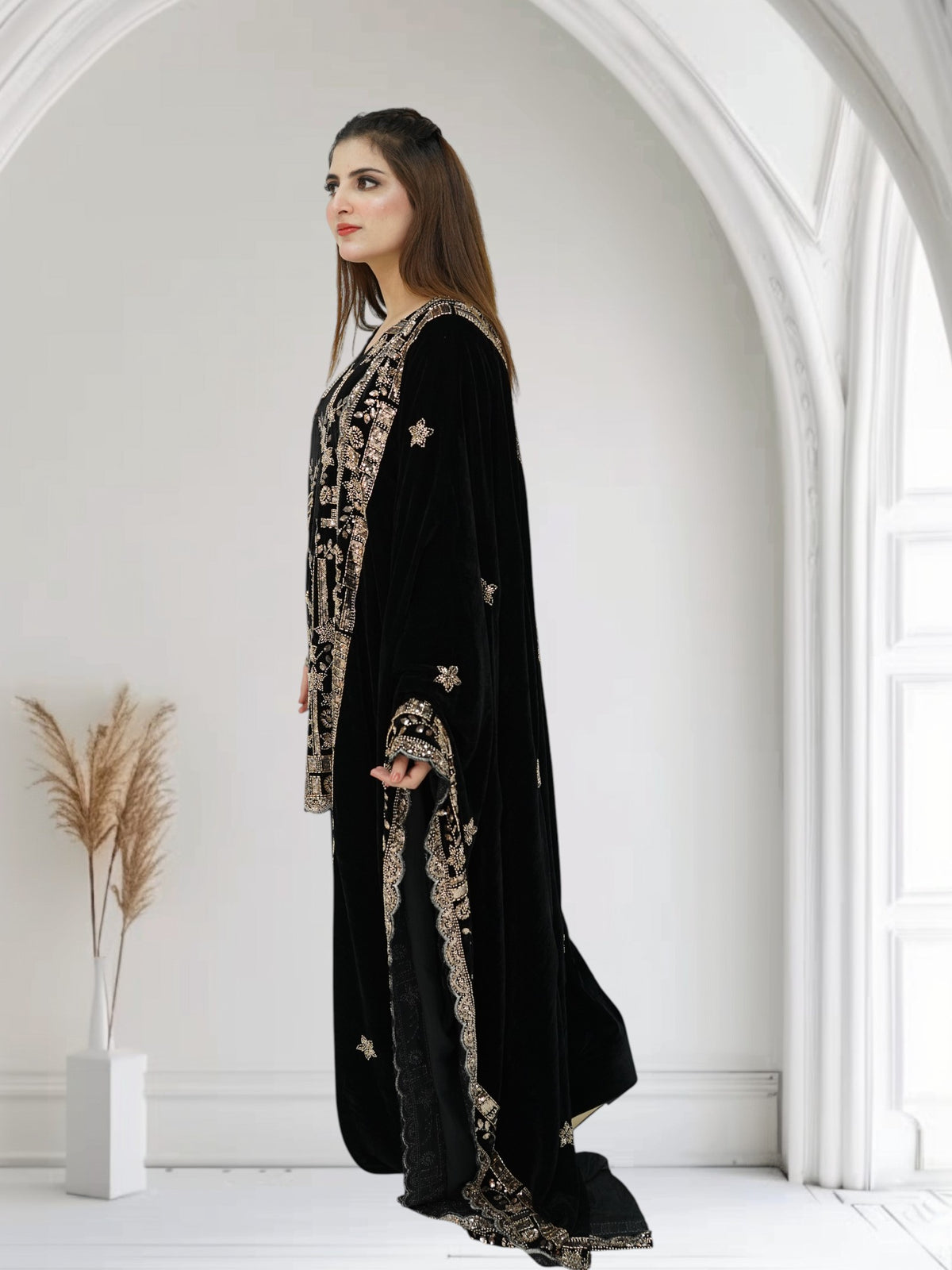 Nox Luxe – 3-Piece Heavily Embroidered Velvet Suit