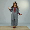 Crimson Slate – 2-Piece Kashmiri Embroidered Slub Lawn Suit