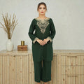 Emerald Motif – 2-Piece Kashmiri Embroidered Slub Lawn Suit