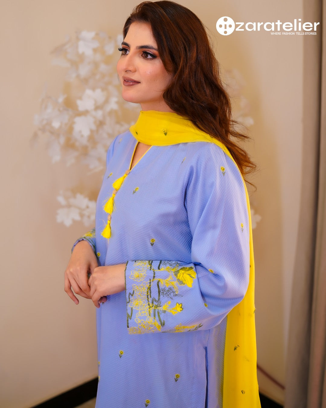 3PIECE - Galaxy Embroidered Blue Cotton Y
