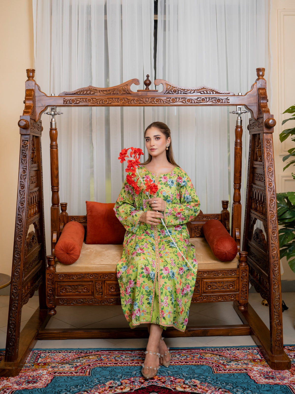 Lime Blossom – 2-Piece Printed & Embellished Lawn Suit