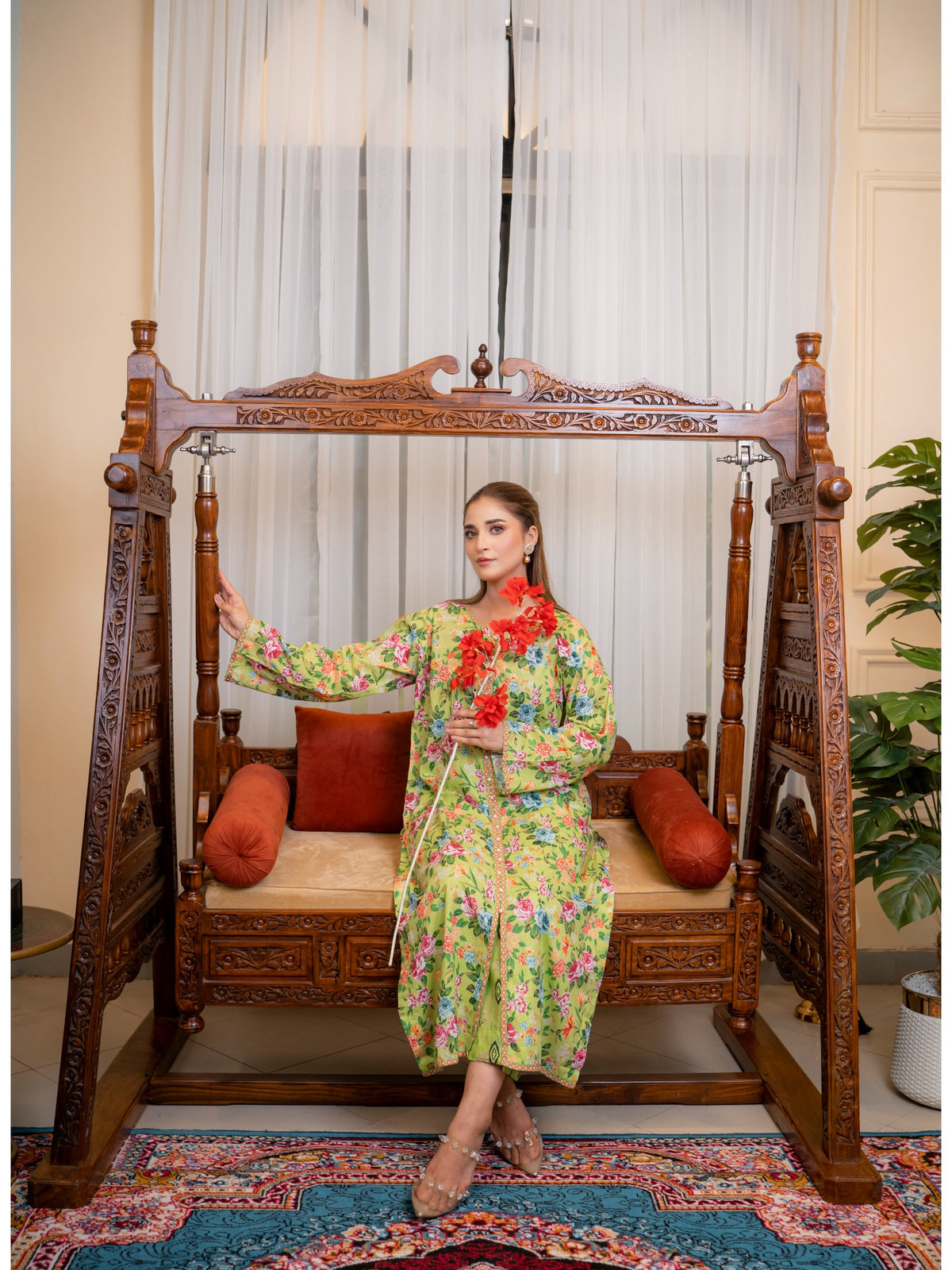 Lime Blossom – 2-Piece Printed & Embellished Lawn Suit