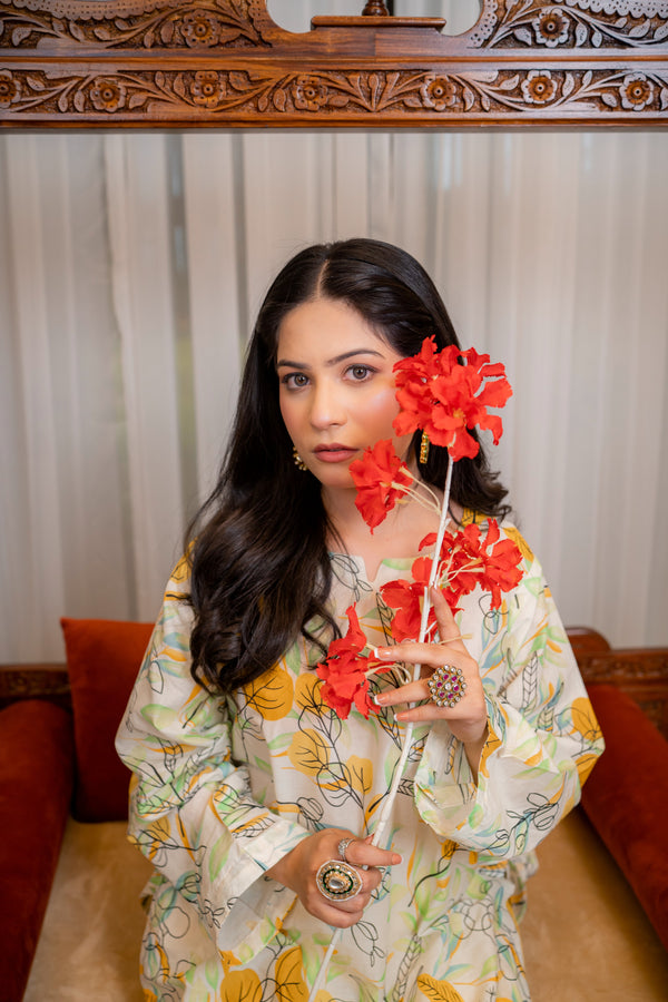 Citrus Glow – 2-Piece Abstract Botanical Lawn Suit