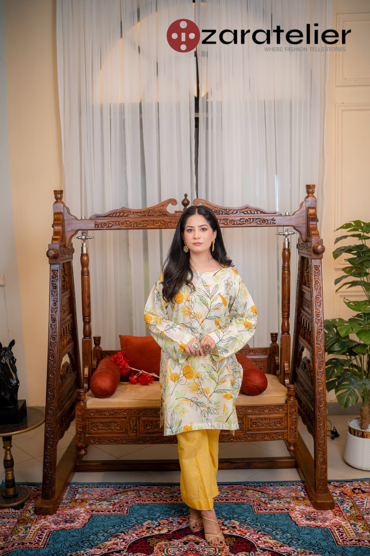 Citrus Glow – 2-Piece Abstract Botanical Lawn Suit
