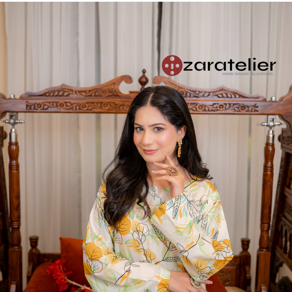 Citrus Glow – 2-Piece Abstract Botanical Lawn Suit