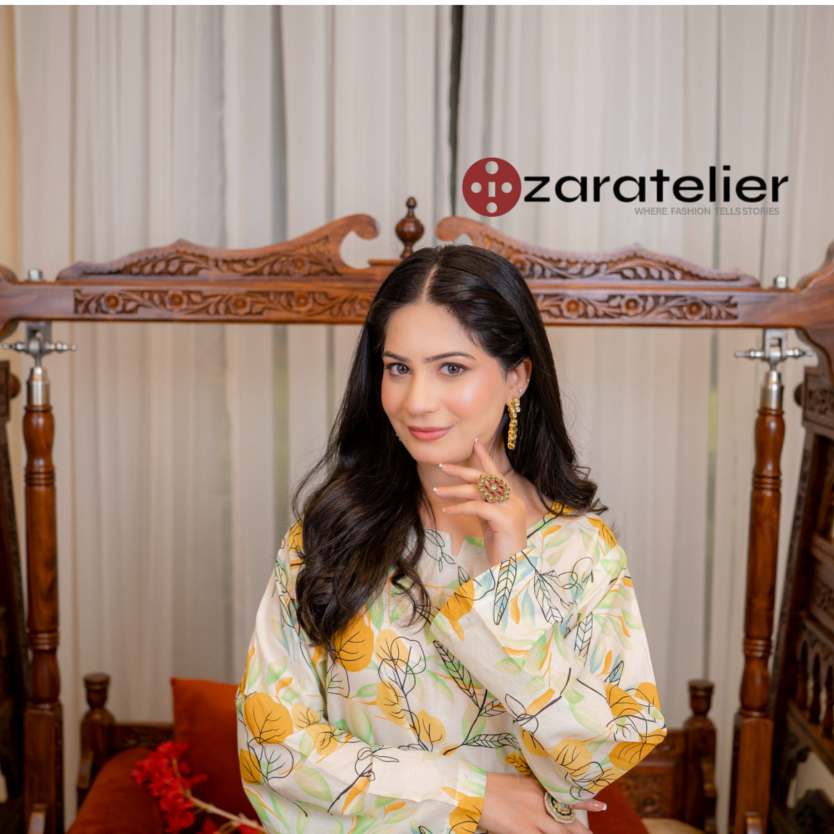 Citrus Glow – 2-Piece Abstract Botanical Lawn Suit