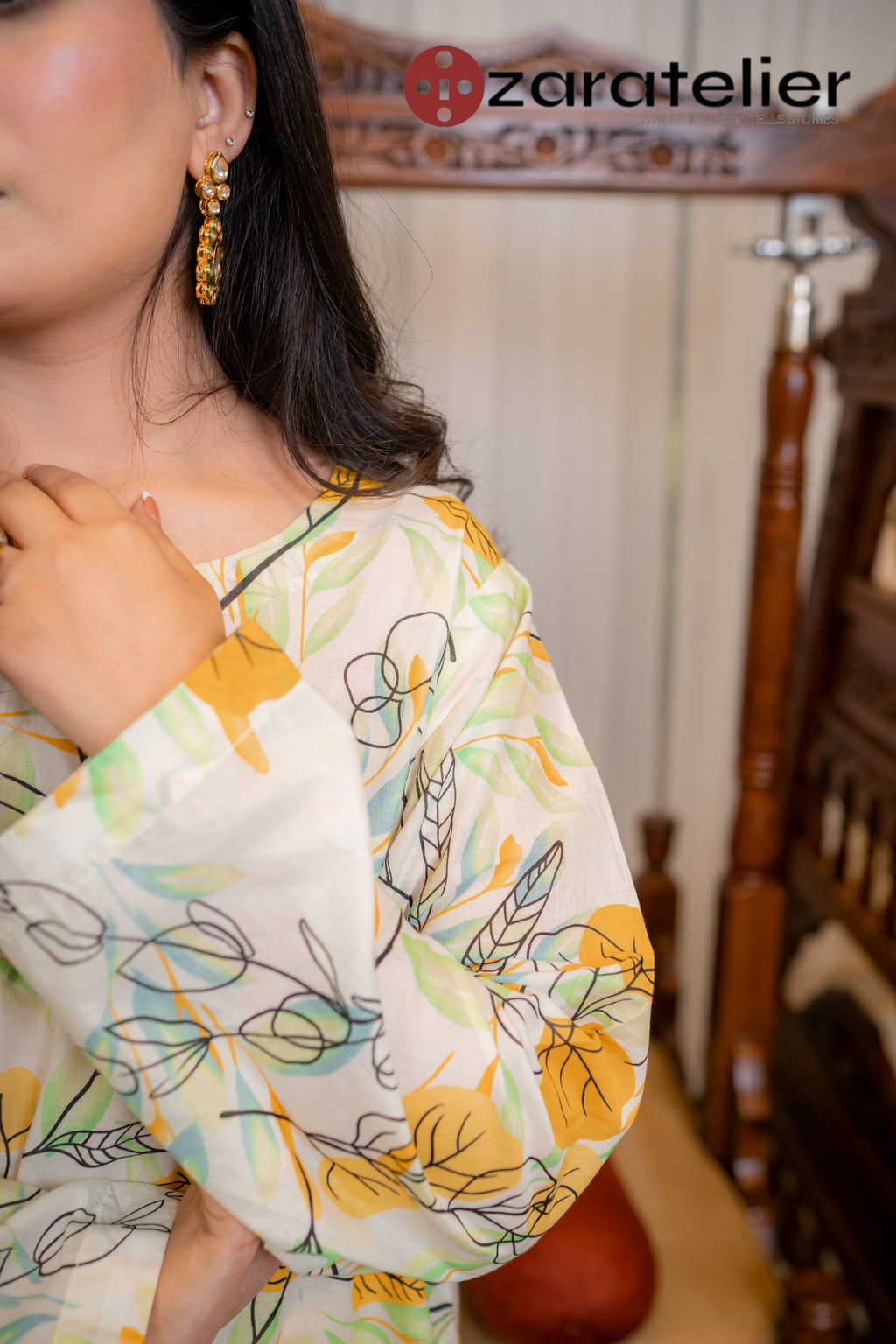 Citrus Glow – 2-Piece Abstract Botanical Lawn Suit